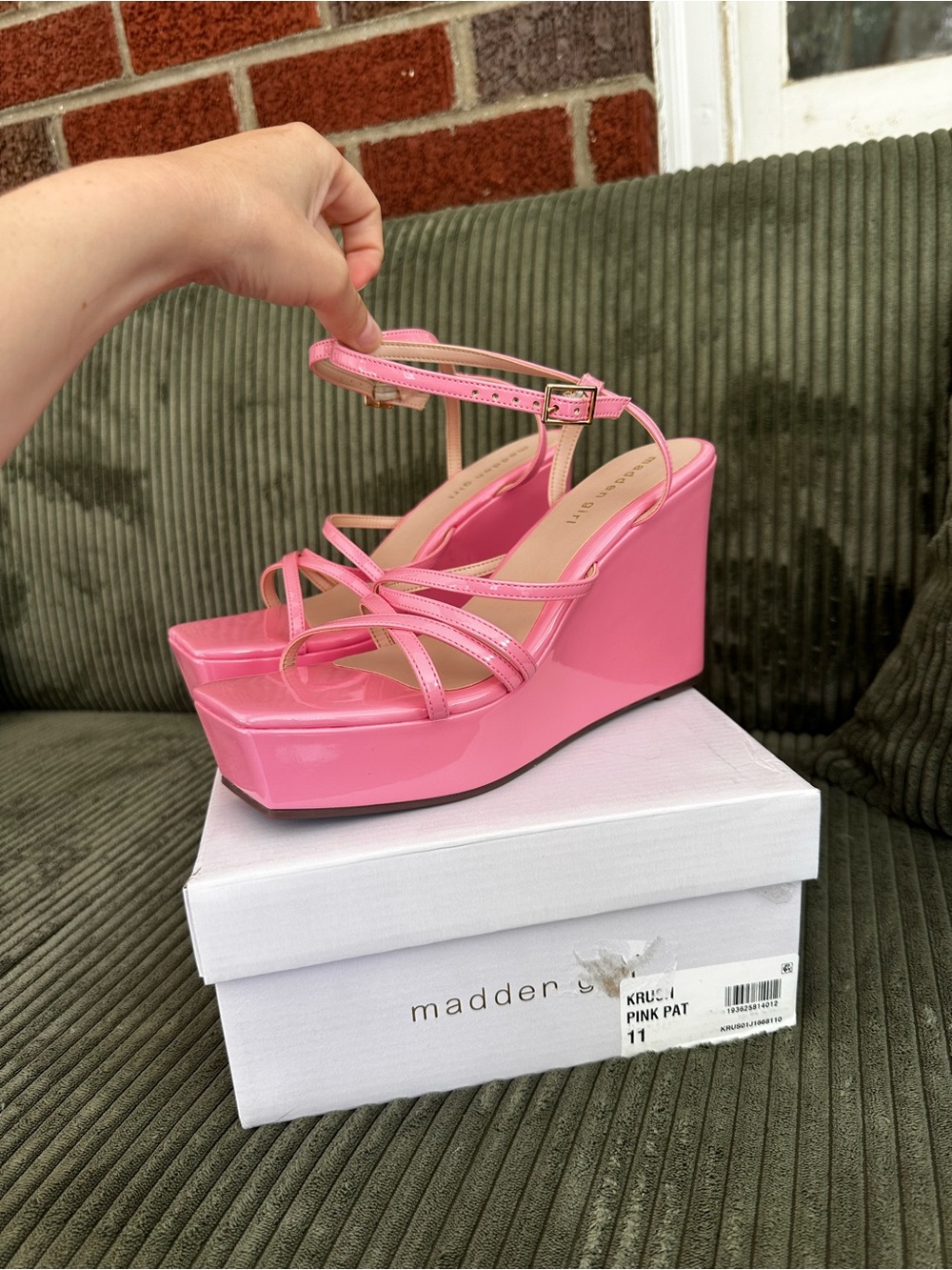 Madden Girl Krush Pink Patent Platform Wedge Sandals (Women’s 11)